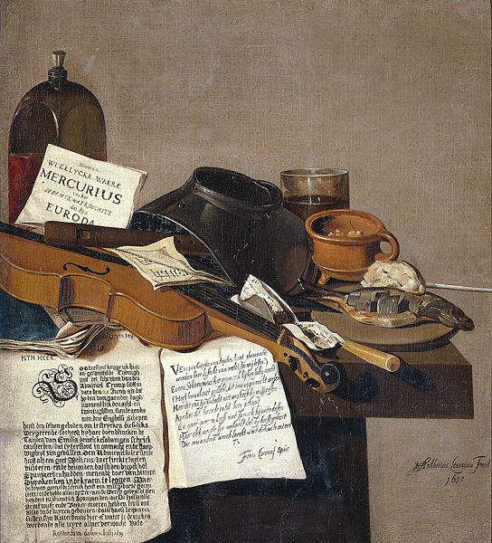 Still life with a copy of De Waere Mercurius